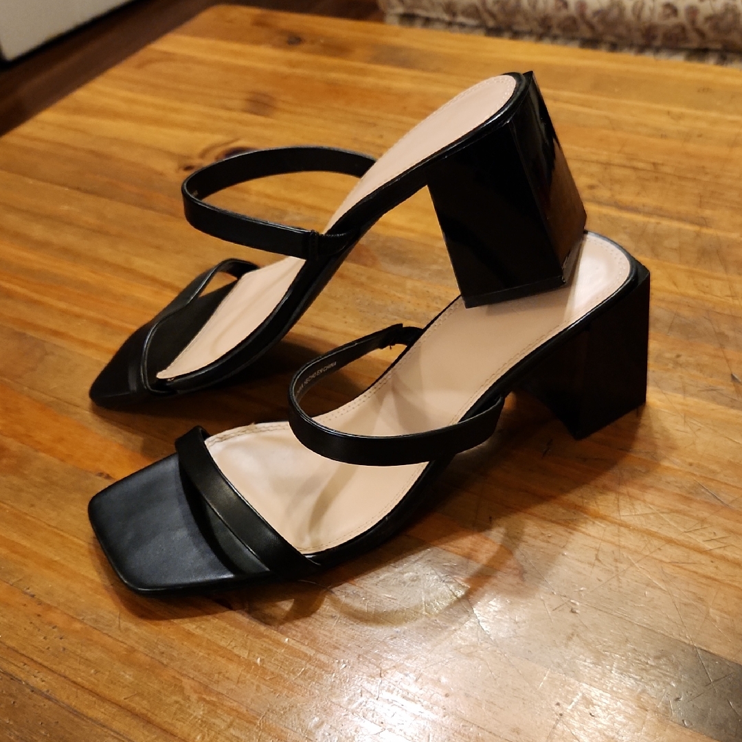 Forever 21 Black Strappy Wide Fit Heels